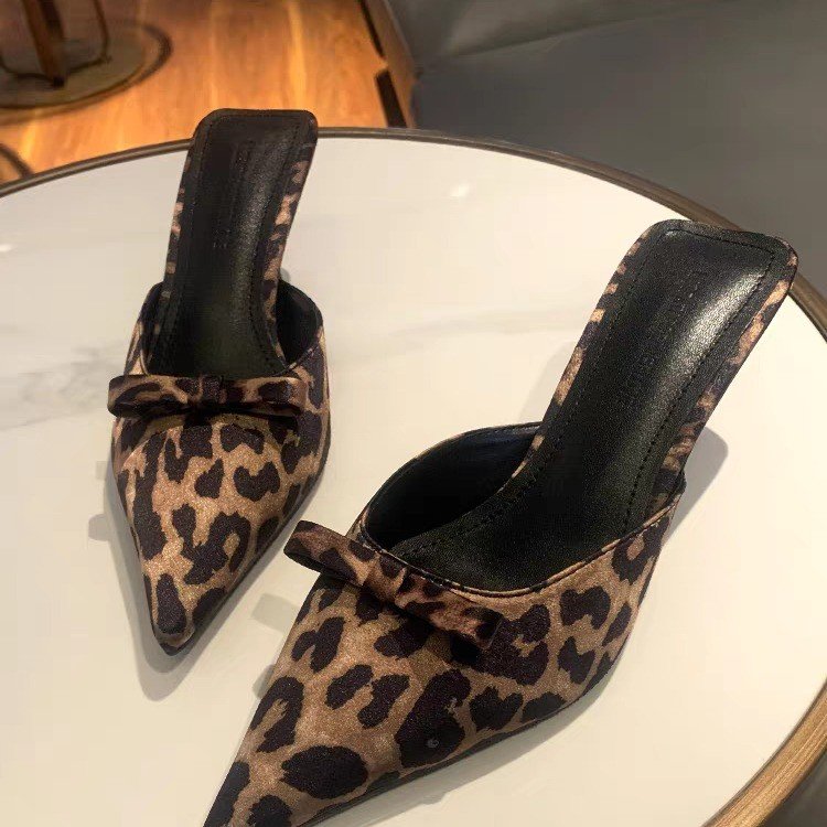Ethnic Fashion In - kadın leopar desenli sivri uçlu yüksek