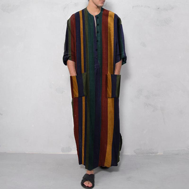 Fashion Ethnic Wear For Men - Baskılı Uzun Erkek Gömleği, Uzun Robe