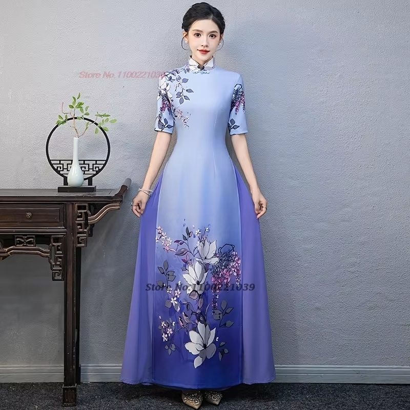 Ao Dai Vietnam Dress - 2026 Vietnam geleneksel elbisesi ao dai