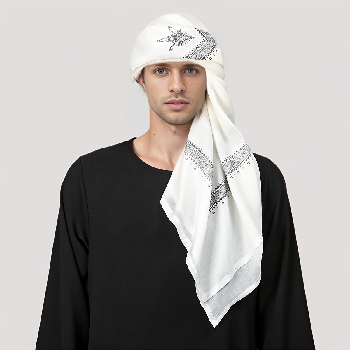 Fashion Ethnic Wear For Men - Etnik Retro Desenli Erkek Başörtüsü, Günlük