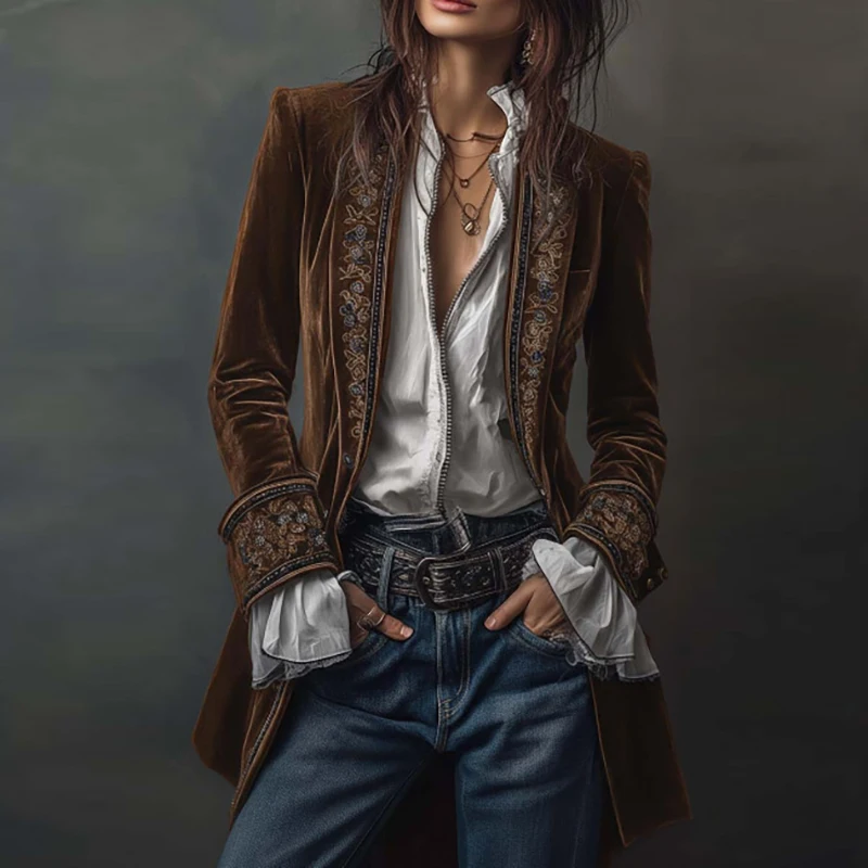 Etnik Retro Çiçek Baskı Kadife - Winter Ethnic Fashion For Women incelemesi ve fiyatı