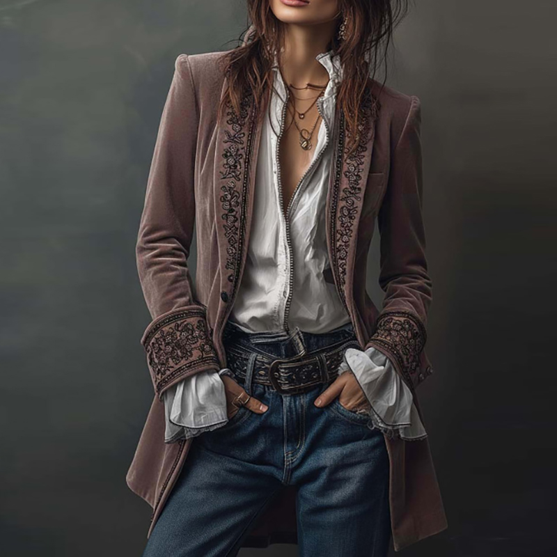 Etnik Retro Çiçek Baskı Kadife - Winter Ethnic Fashion For Women incelemesi ve fiyatı